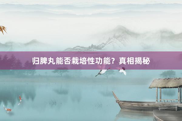 归脾丸能否栽培性功能？真相揭秘